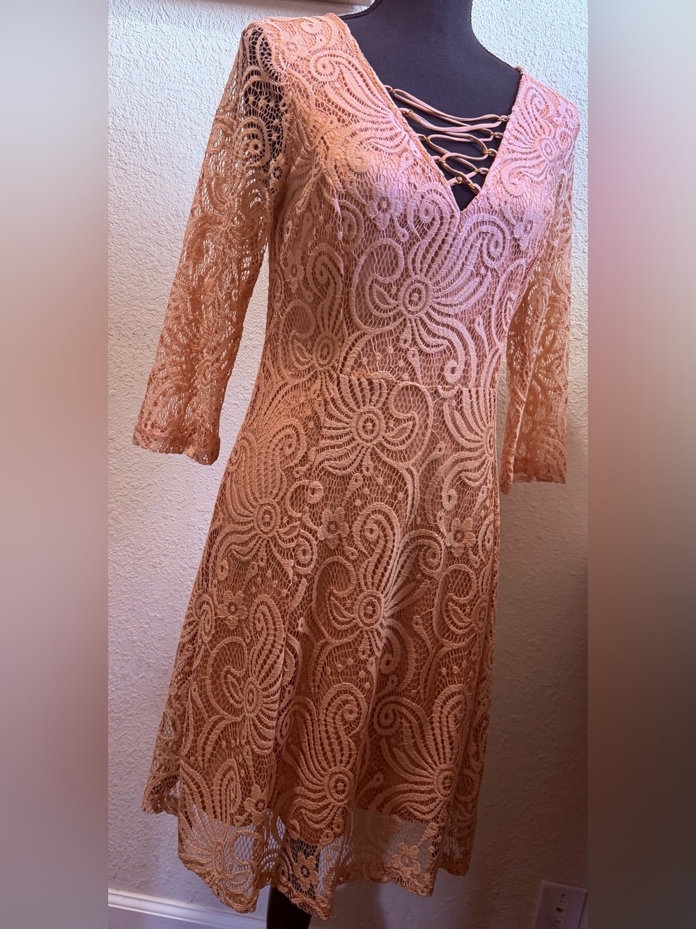 Enfocus Studio Blush Lace Long Sleeve Dress -